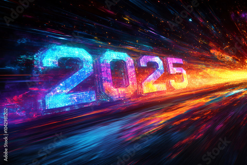 2025 New Year colorful explosion background Christmas