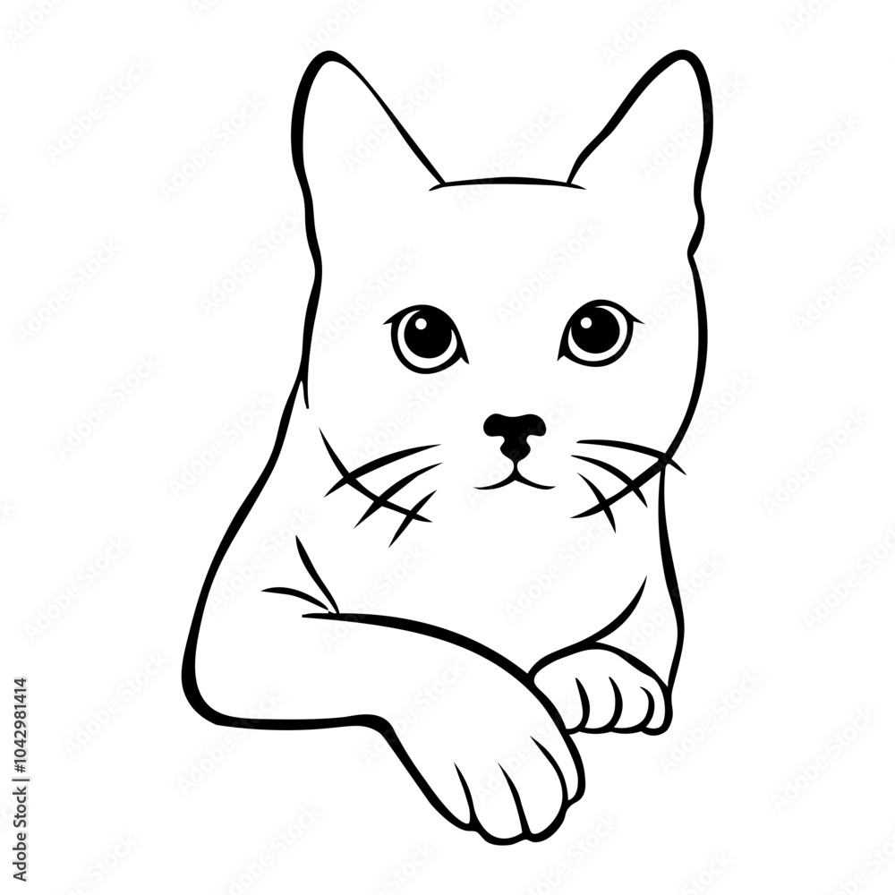 Fototapeta premium Cute Cat Line Art Vector Illustration