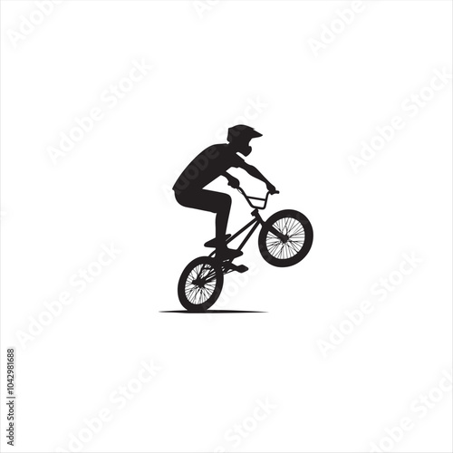 BMX bike player vector illustration for icon, symbol or logo. BMX bike player template logo. BMX player silhouette. bmx bike