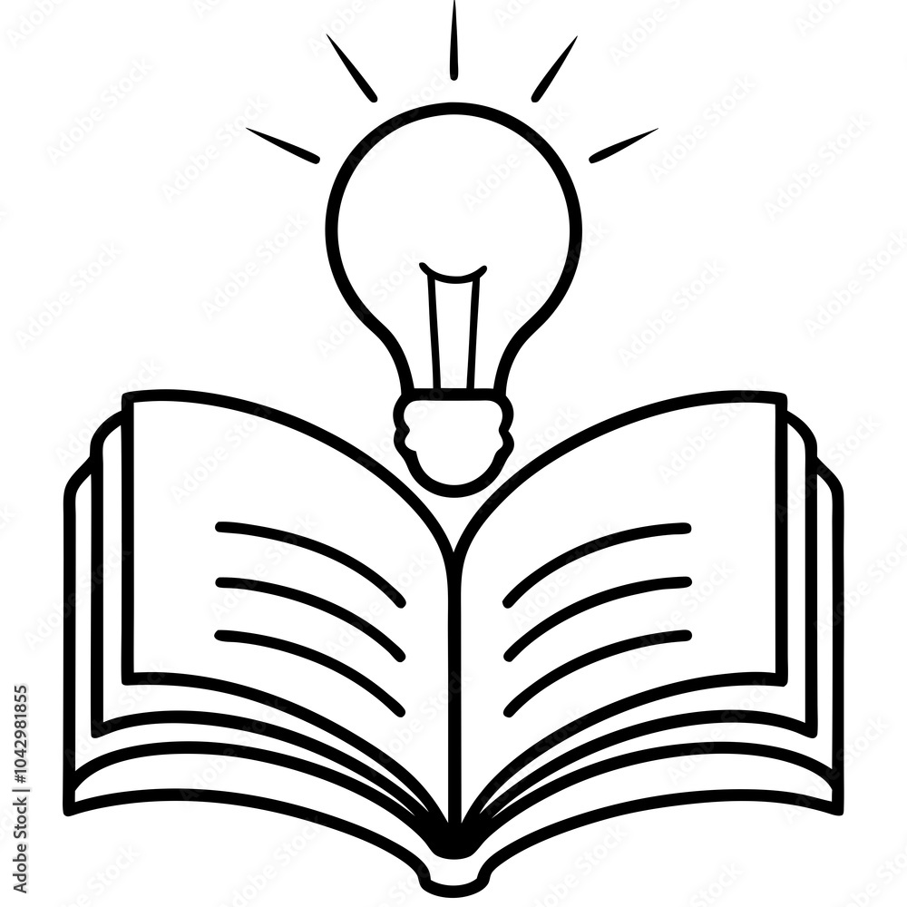 Open book with a light bulb over it Open book with a light bulb over it