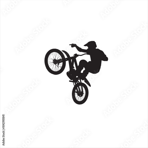 BMX bike player vector illustration for icon, symbol or logo. BMX bike player template logo. BMX player silhouette. bmx bike
