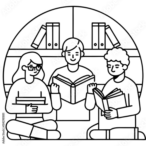 students in library 