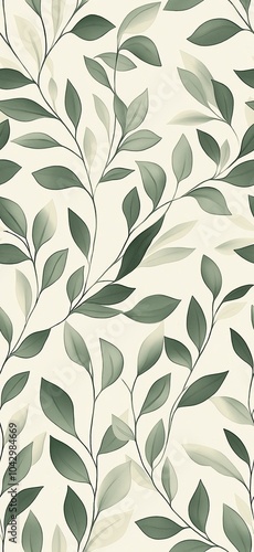 Seamless leaf pattern. Elegant grey green leaf background. Luxurious botanical texture