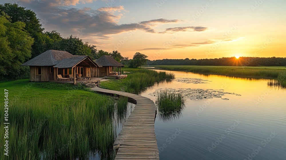 Fototapeta premium A nature reserve with eco-friendly accommodation