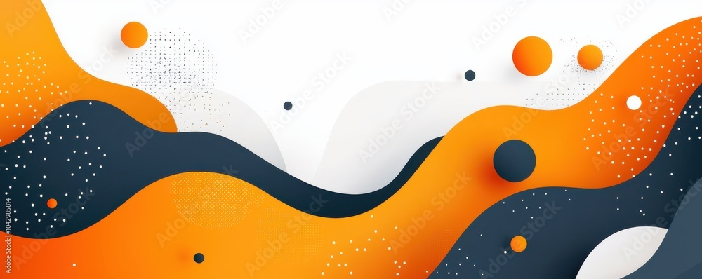 Abstract graphic featuring dynamic orange and navy waves with a glowing circular shape in a modern minimalist style Abstract graphic featuring dynamic orange and navy waves with a glowing circular shape in a modern minimalist style