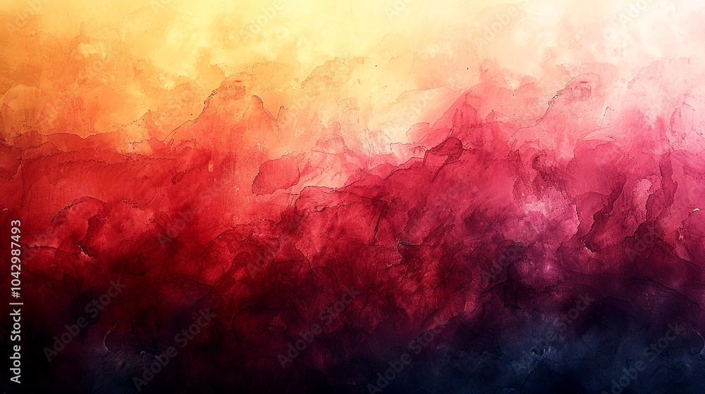 Naklejka premium Vibrant abstract artwork blending warm hues with deep shadows in a dreamy landscape