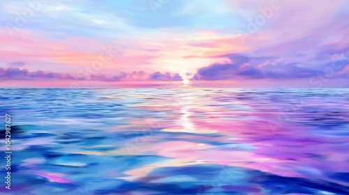 A calm ocean with a soft pastel sky