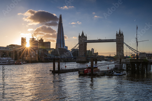 London UK: Tower Bridge in a beautiful sunset