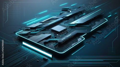 Wallpaper Mural circuit board blue background Torontodigital.ca