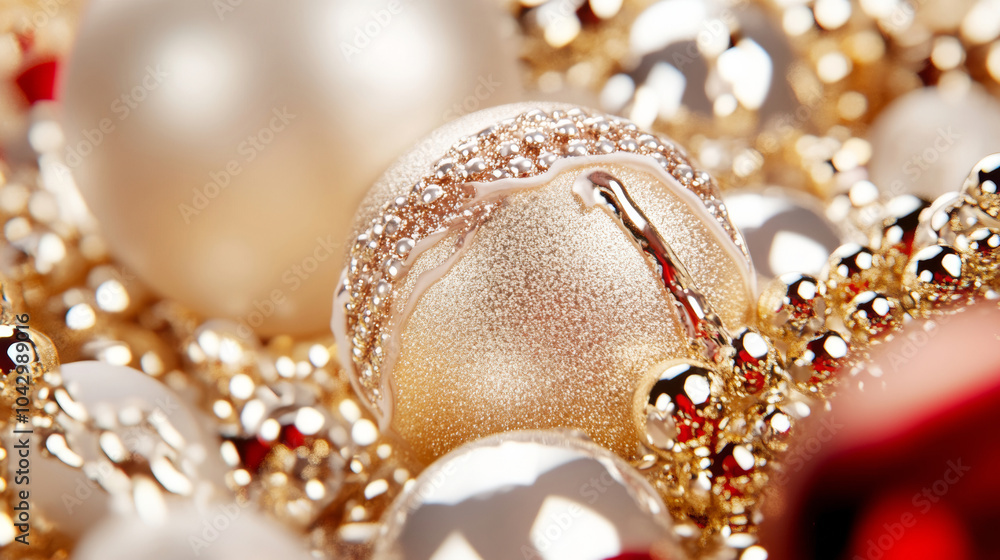 3D christmas tree ornaments christmas wreath balls pine snowflake golden silver white background. close up fashion graphic design material with copy space 3D christmas tree ornaments christmas wreath balls pine snowflake golden silver white background. close up fashion graphic design material with copy space