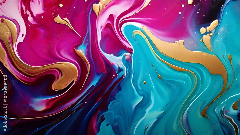 Luxurious marble texture with gold accents in bright blue and pink abstract fluid painting_015 Luxurious marble texture with gold accents in bright blue and pink abstract fluid painting_015