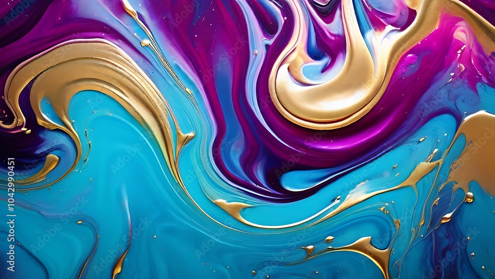 Luxurious marble texture with gold accents in bright blue and pink abstract fluid painting_035 Luxurious marble texture with gold accents in bright blue and pink abstract fluid painting_035