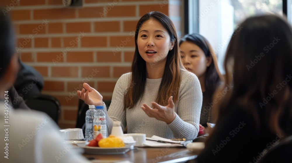 An Asian nutritionist explaining intermittent fasting benefits to a multicultural group, focusing on safe and effective weight loss strategies. An Asian nutritionist explaining intermittent fasting benefits to a multicultural group, focusing on safe and effective weight loss strategies.