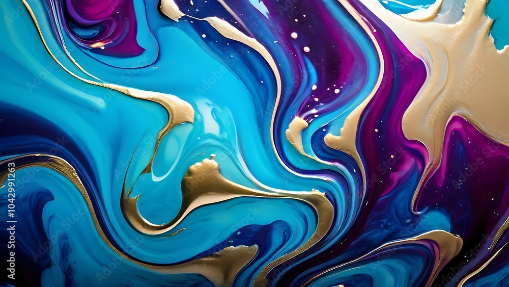 Luxurious marble texture with gold accents in bright blue and pink abstract fluid painting_054 Luxurious marble texture with gold accents in bright blue and pink abstract fluid painting_054