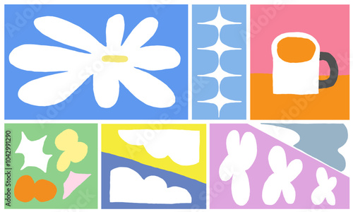 Set of abstract design shapes. Hand drawn illustration vector.	