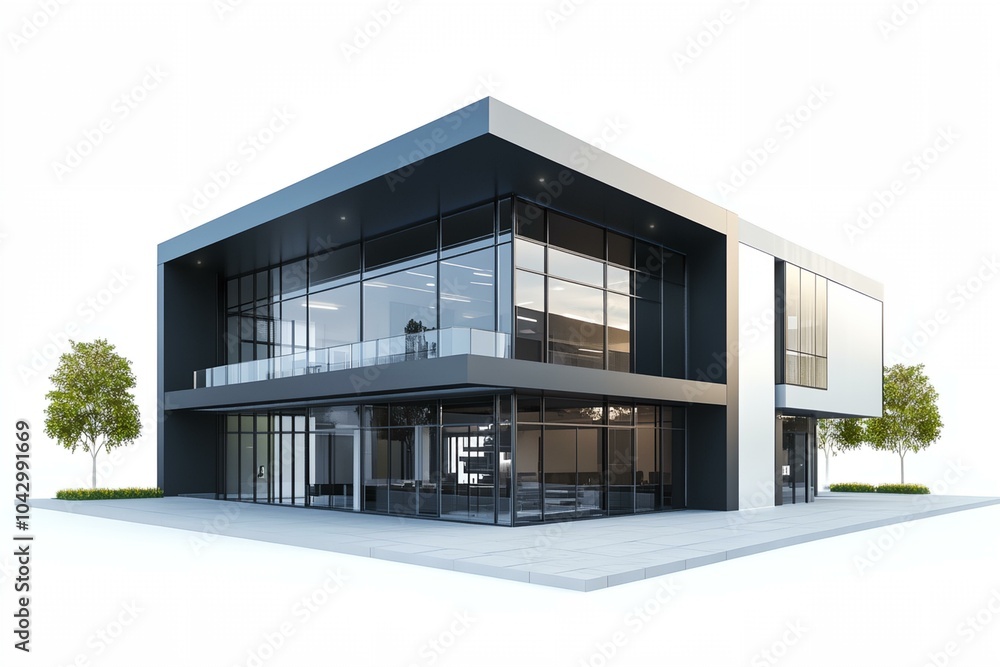 A large building with a lot of windows and a balcony. The building is white and black. The windows are clear and the balcony is made of glass A large building with a lot of windows and a balcony. The building is white and black. The windows are clear and the balcony is made of glass