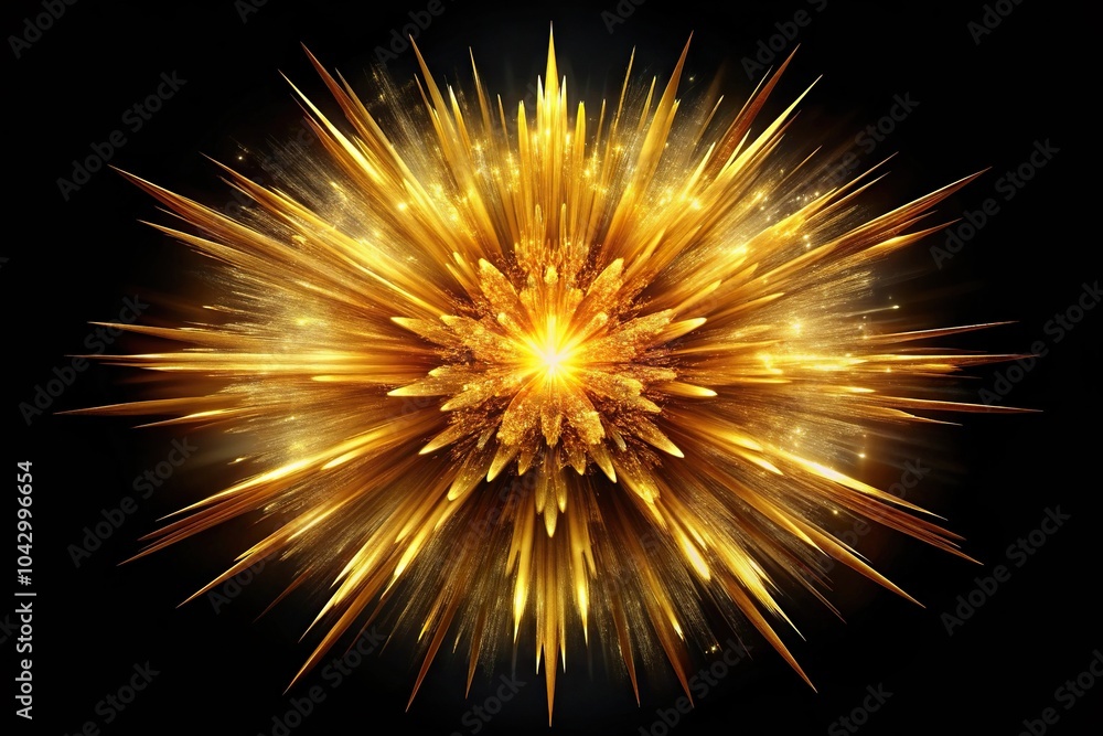 Explosion on black background with gold round shockwave Explosion on black background with gold round shockwave