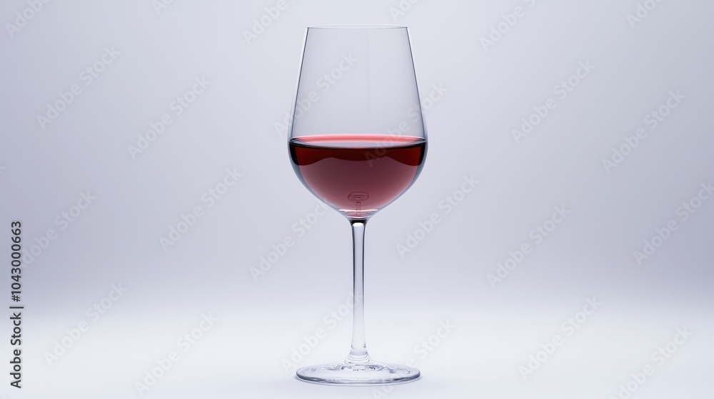 Red wine in elegant long stemmed glass on pure white Red wine in elegant long stemmed glass on pure white
