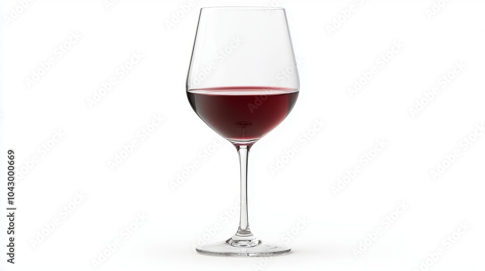 Red wine in elegant long stemmed glass on pure white Red wine in elegant long stemmed glass on pure white