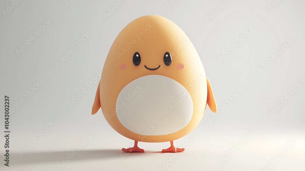 Cheerful Happy Egg Character with Bright Cute Smile photo Cheerful Happy Egg Character with Bright Cute Smile photo