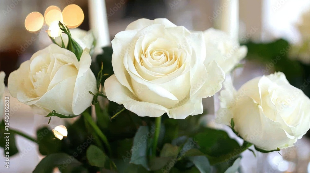 Elegant white rose centerpiece for formal dining Elegant white rose centerpiece for formal dining