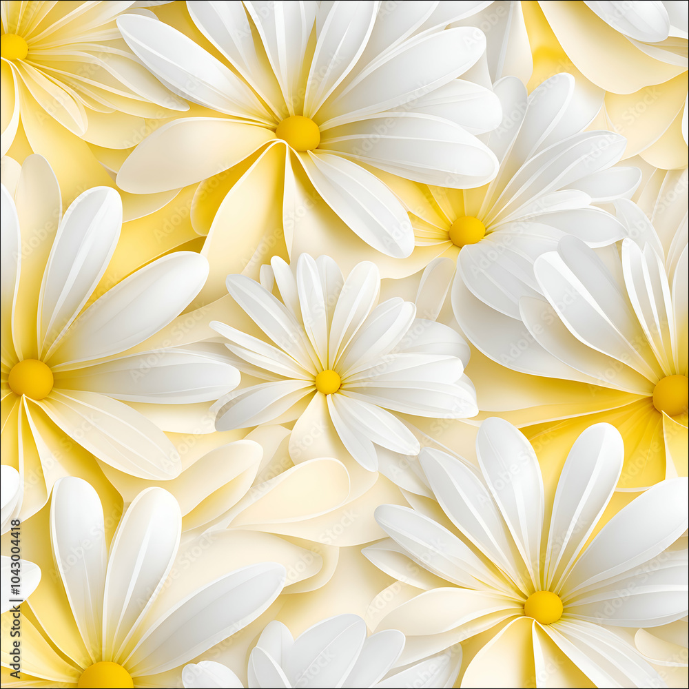 Fototapeta premium Daisy (Innocence, Peace)_ An abstract background of daisy petals in white and soft yellow.