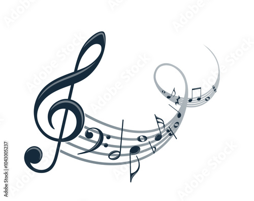 The symbol of a stylized musical notes.