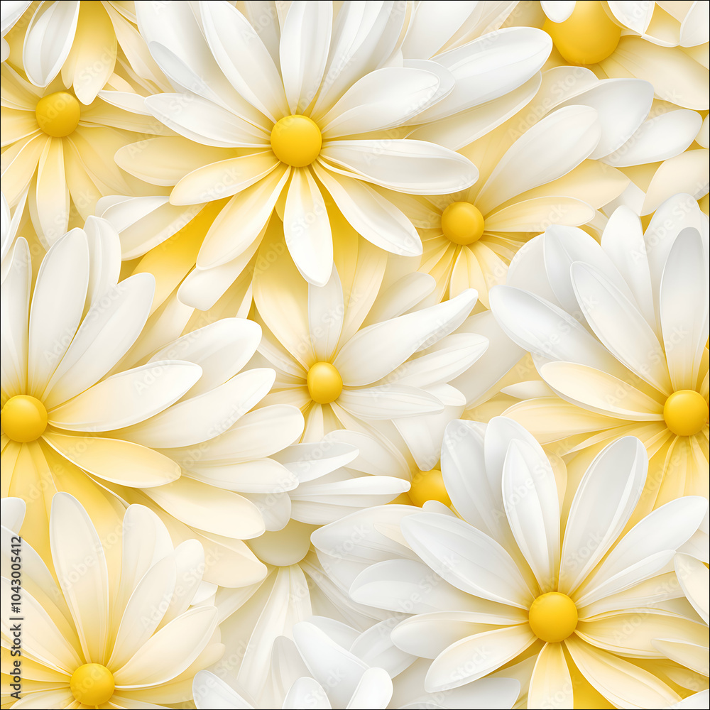 Obraz premium Daisy (Innocence, Peace)_ An abstract background of daisy petals in white and soft yellow.