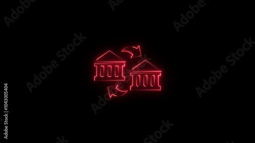 nGlowing Neon Bank Transfer Icon - Animated Linear Symbol, Isolated on Black, 4K Ultra HD Motion Graphic Animation photo