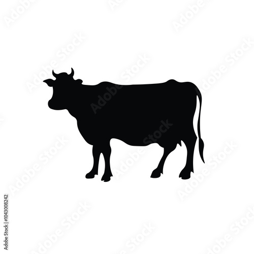 cow vector art, cow silhouette image suitable for logo or qurban coupon, on white background
