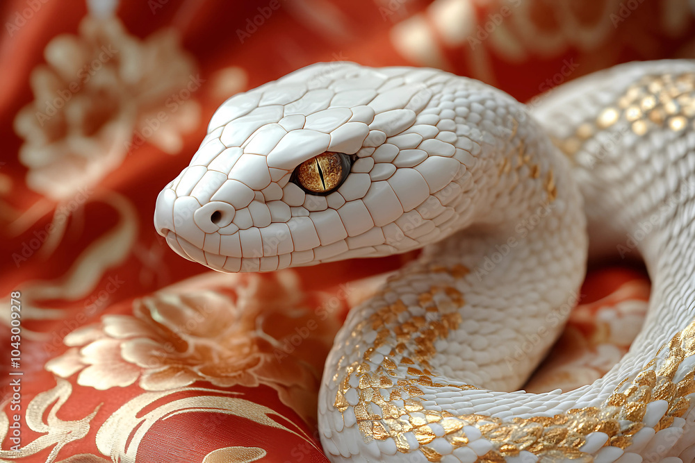 Chinese new year 2025, Year of the snake. Gold and white snake Chinese new year 2025, Year of the snake. Gold and white snake