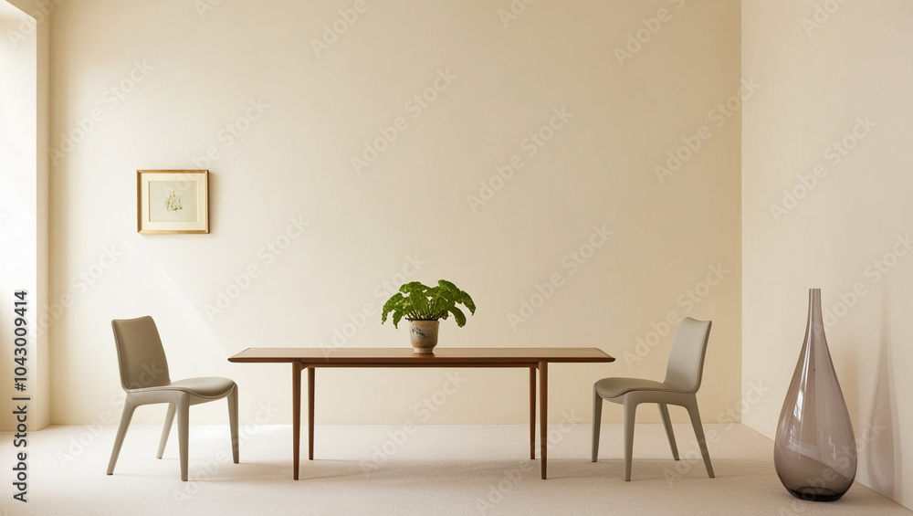 minimalist room concept with 2 chairs and one table minimalist room concept with 2 chairs and one table