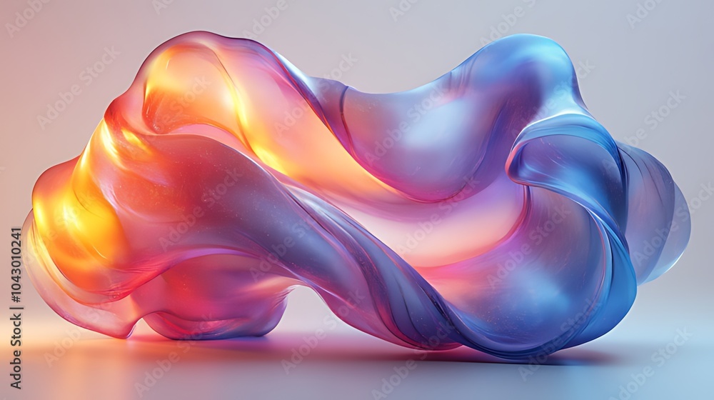 Obraz premium Abstract swirling form with gradient of blue, red, and yellow colors.
