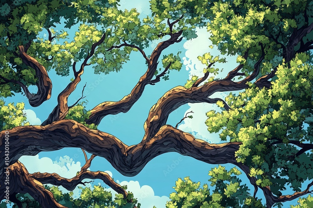 Cartoon Tree Branches with Exaggerated Proportions and a Lively Organic Feel Cartoon Tree Branches with Exaggerated Proportions and a Lively Organic Feel
