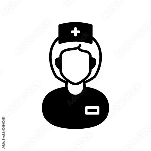 Nurse Glyph Icon, Vector illustration