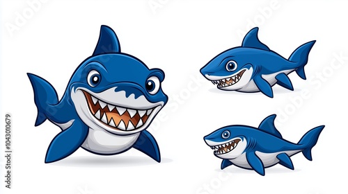 Playful Shark Character in Cartoon Style Design