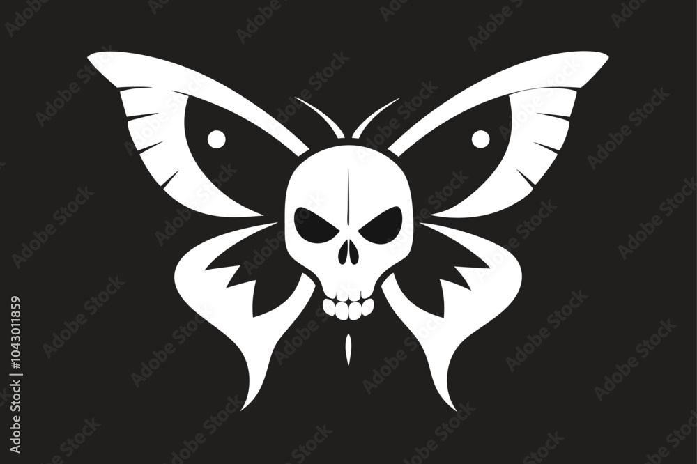 Fototapeta premium Skull and Butterfly Wings Design Representing Life, Death, and Dark Mystical Themes