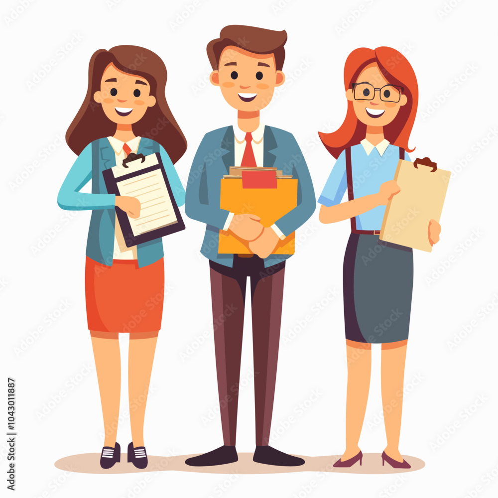 Business People Holding Folders and Clipboards. Business People Holding Folders and Clipboards.