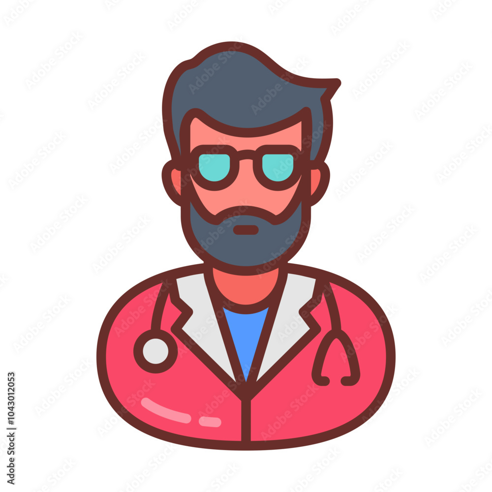 Experienced Doctor Filled Icons , Vector illustration Experienced Doctor Filled Icons , Vector illustration