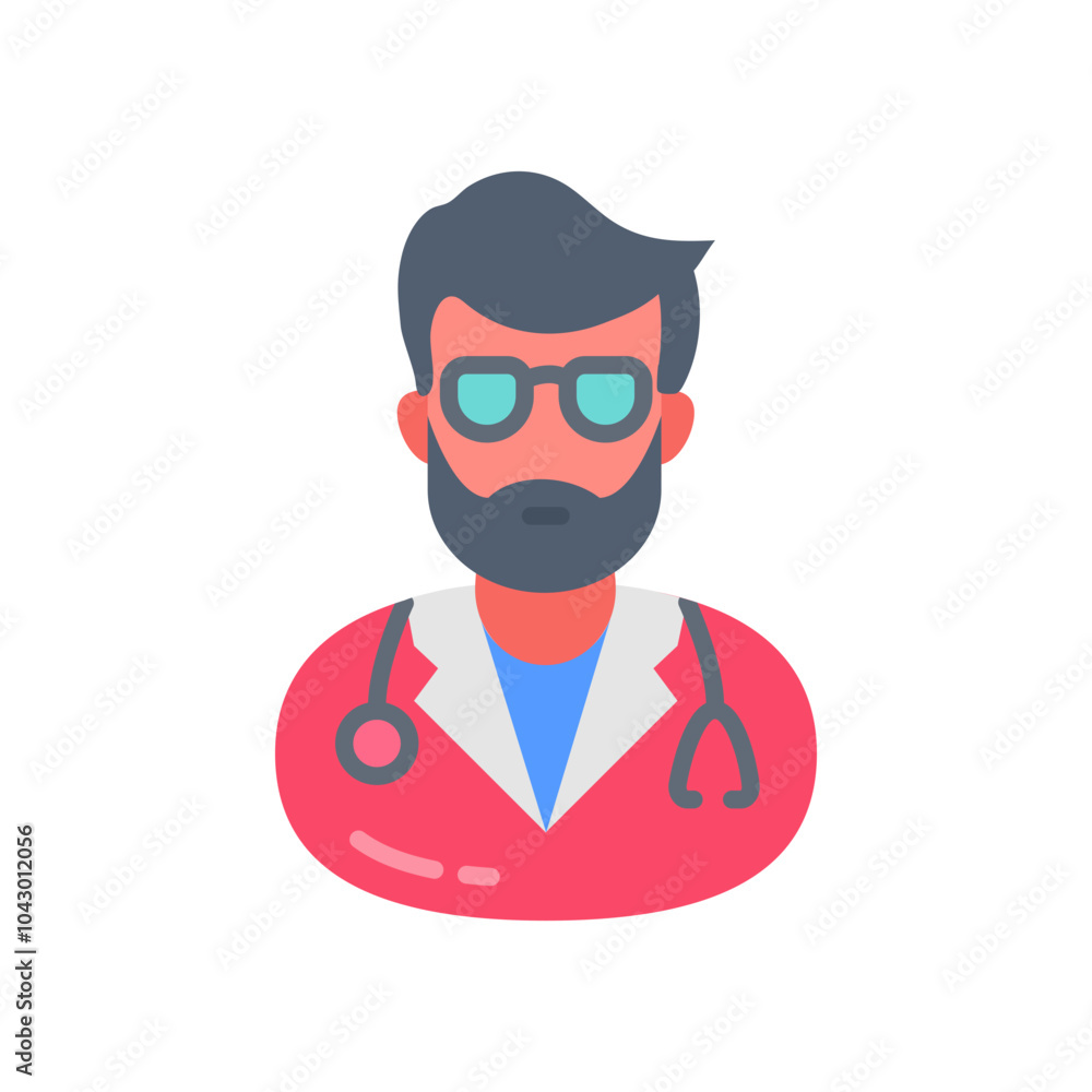 Experienced Doctor Flat Icons, Vector illustration Experienced Doctor Flat Icons, Vector illustration
