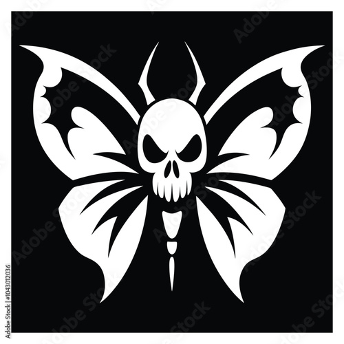 Skull and Butterfly Wings Design Representing Life, Death, and Dark Mystical Themes