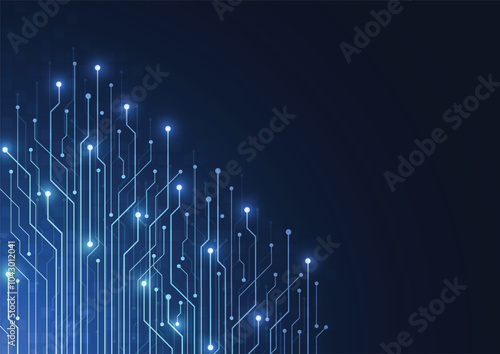Abstract technology circuit board background design. Communication dot and line concept. Vector illustration