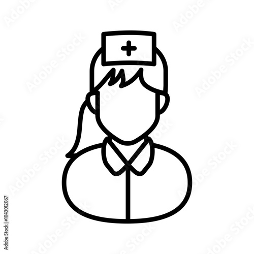 Patient Attendant Outline Icon, Vector illustration