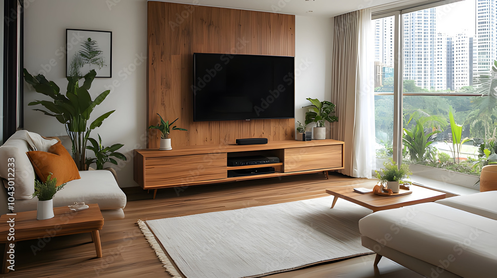 Fototapeta premium living room with fireplace. Generative AI