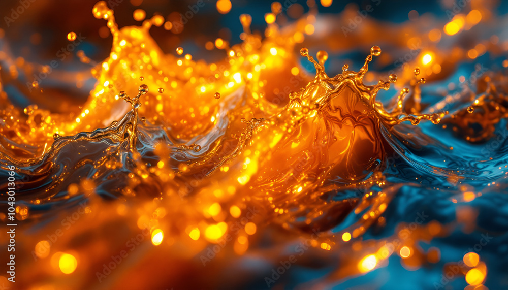 Metallic Orange & Deep Blue Liquid Dance Abstract Background Metallic Orange & Deep Blue Liquid Dance Abstract Background