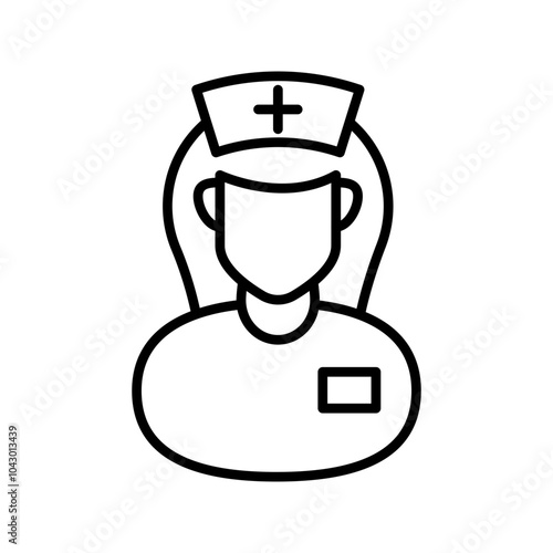 Gerontological Nurse Outline Icon, Vector illustration