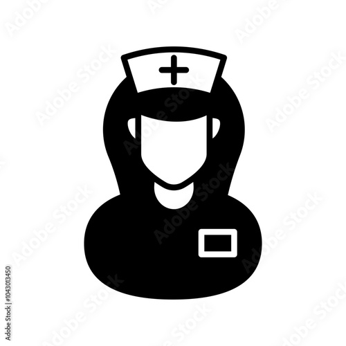 Gerontological Nurse Glyph Icon, Vector illustration