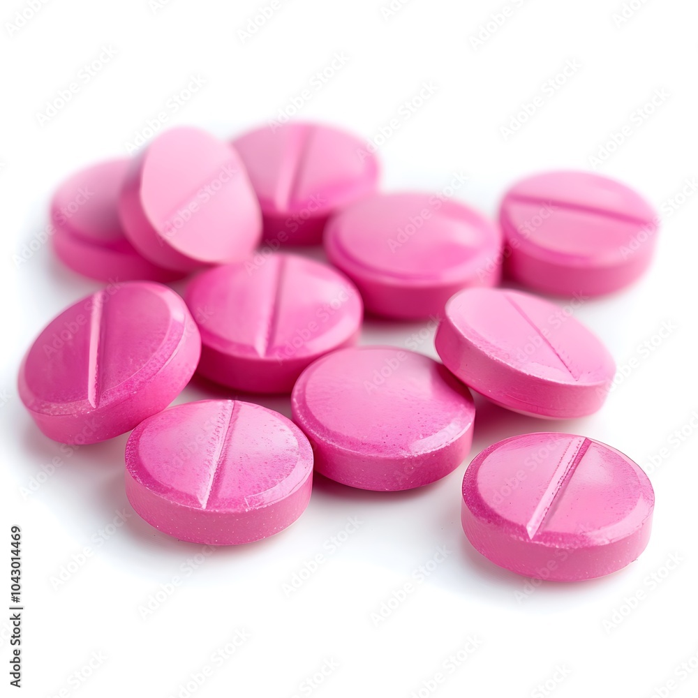 Pink pills isolated on white background Pink pills isolated on white background
