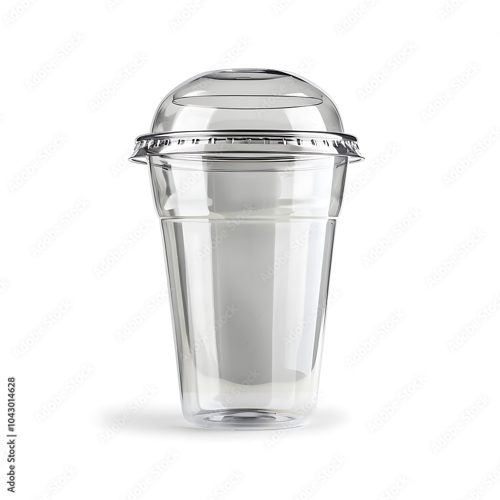 Plastic clear cup with dome lid isolated on white background Plastic clear cup with dome lid isolated on white background