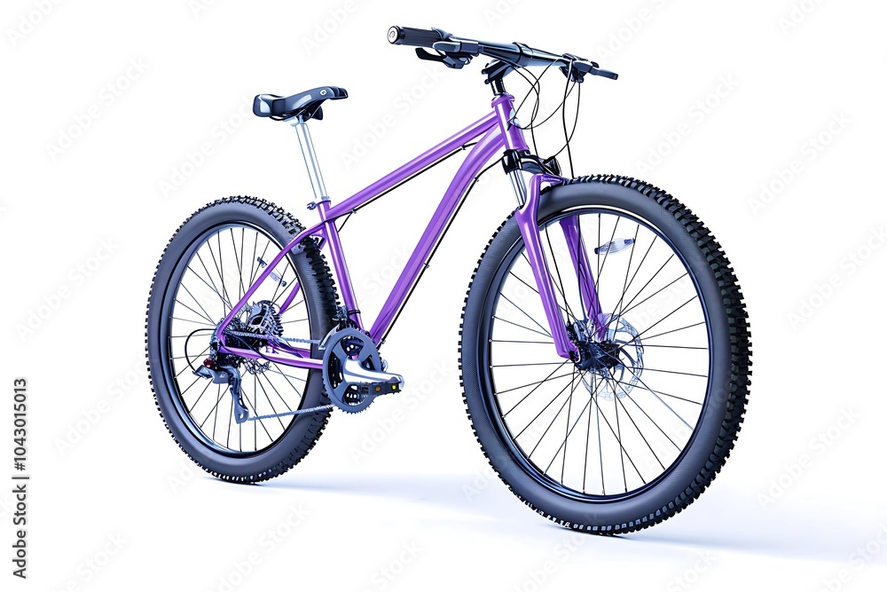 Fototapeta premium Purple bicycle bike isolated on white background